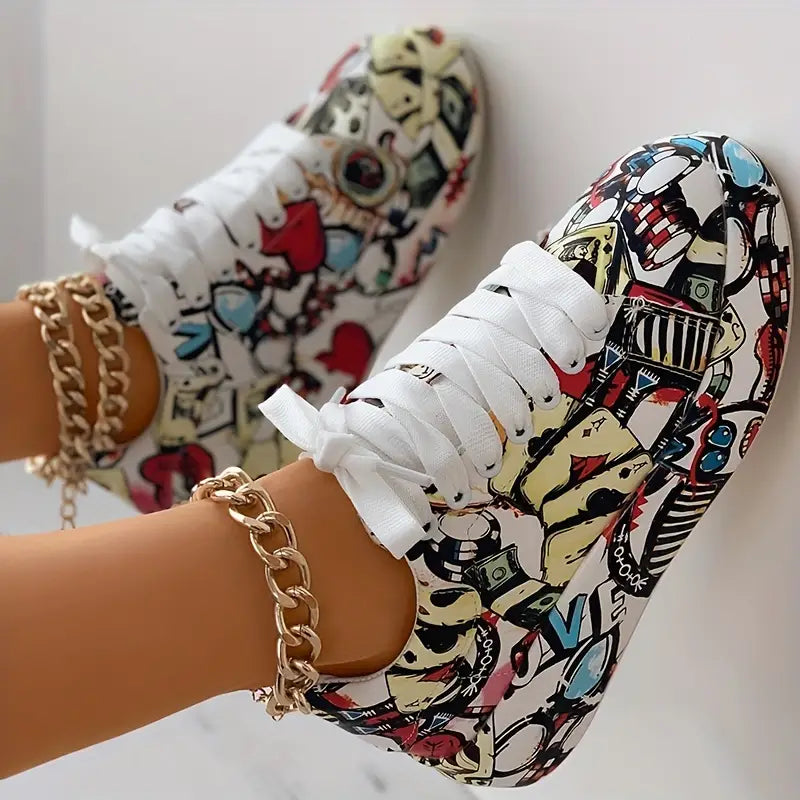 Chaussures Empilées pour Femmes avec Motif Graffiti
