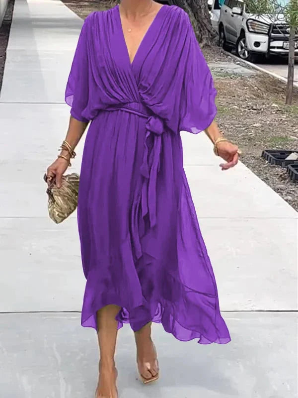 Elegant Chiffon Robe with V-Neck