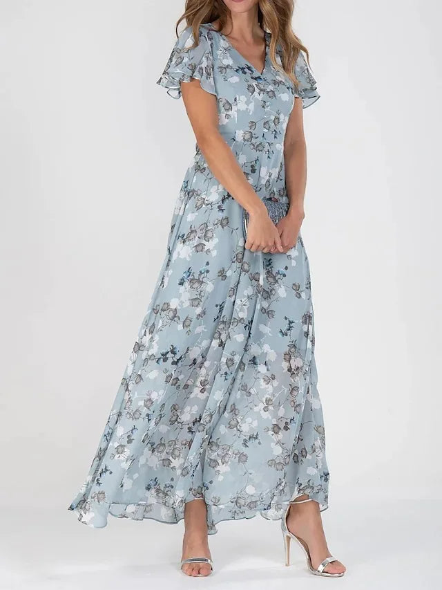 Elegant Floral Chiffon Robe