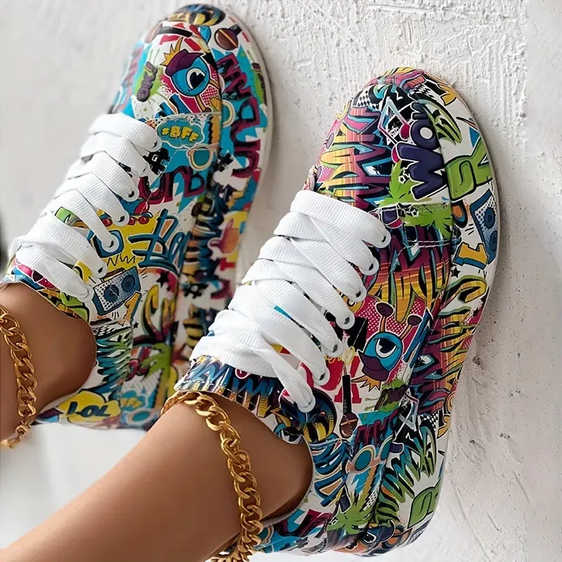 Chaussures Empilées pour Femmes avec Motif Graffiti