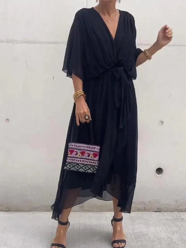 Elegant Chiffon Robe with V-Neck