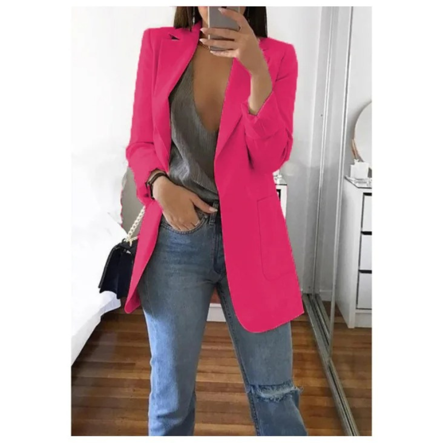 Blazer Imprimé à Double Boutonnage pour Femmes - Parfait pour le Bureau