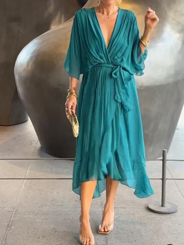 Elegant Chiffon Robe with V-Neck