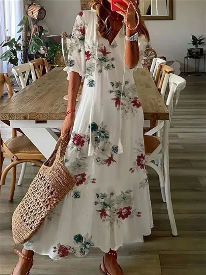 Chic Floral Maxi Viscose Robe