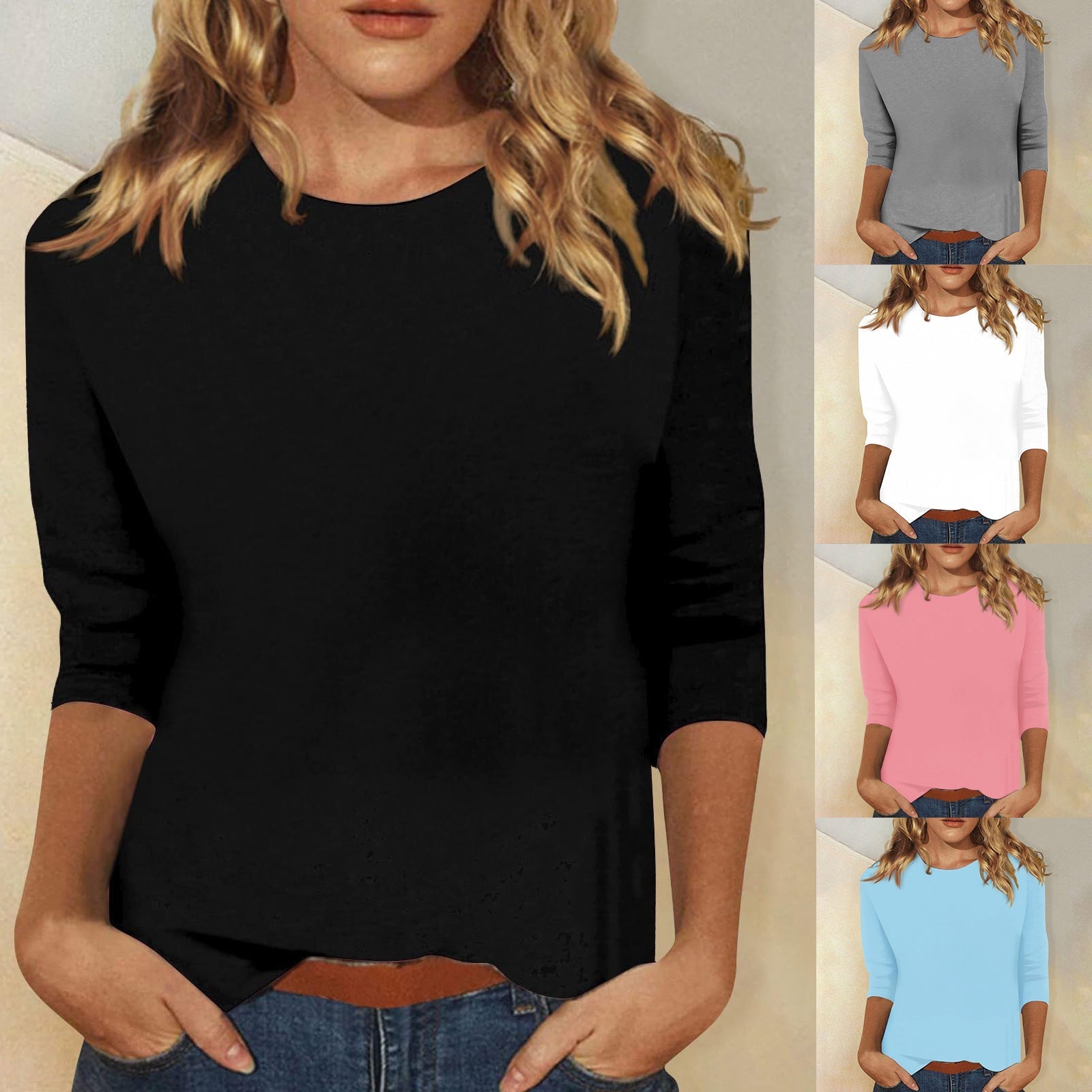Blouse Élégante pour Femmes à Manches 3/4 et Ourlet Arrondi - Collection Heidi Fashion