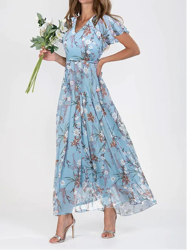 Elegant Floral Chiffon Robe