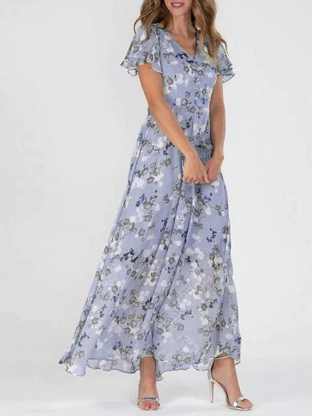 Elegant Floral Chiffon Robe