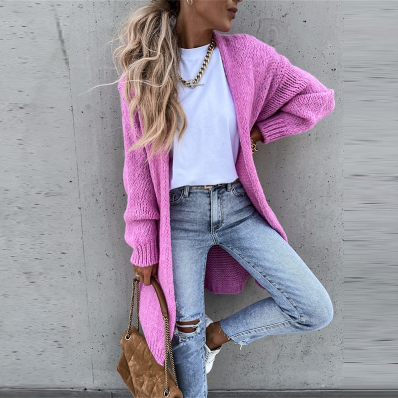 Chic Women's Long Knit Cardigan