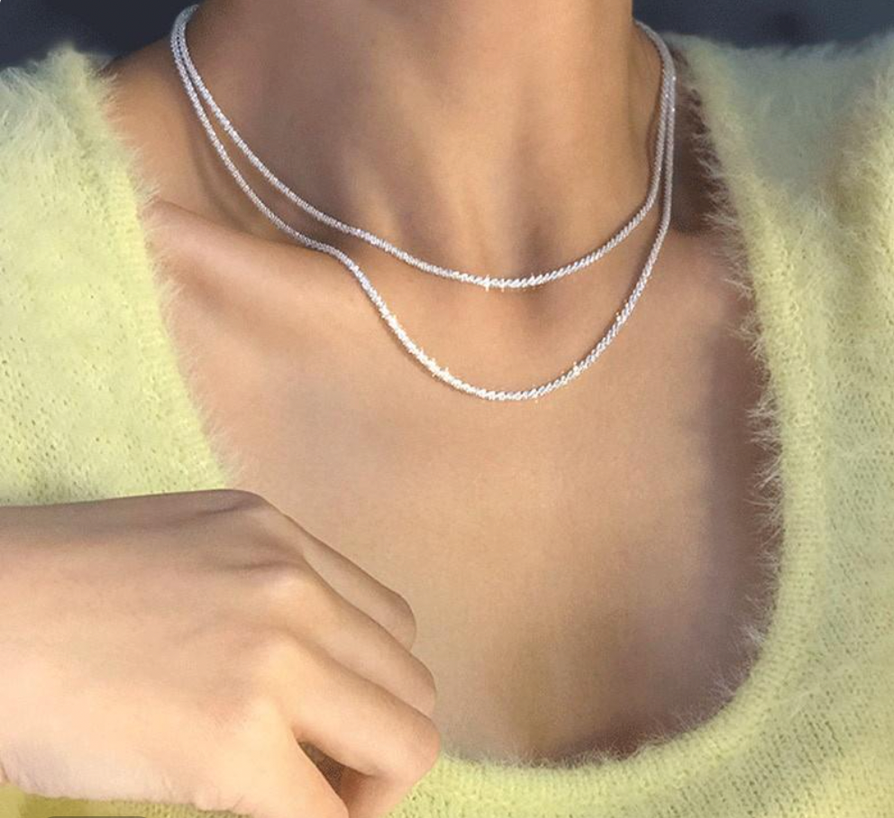 Collier Double Chaîne en Argent Céleste pour Femmes