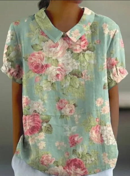 Blouse en Coton à Imprimé Floral