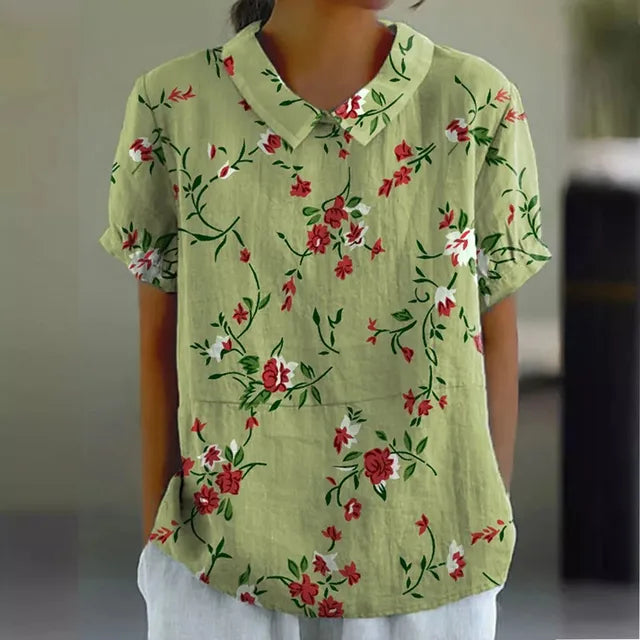 Blouse en Coton à Imprimé Floral