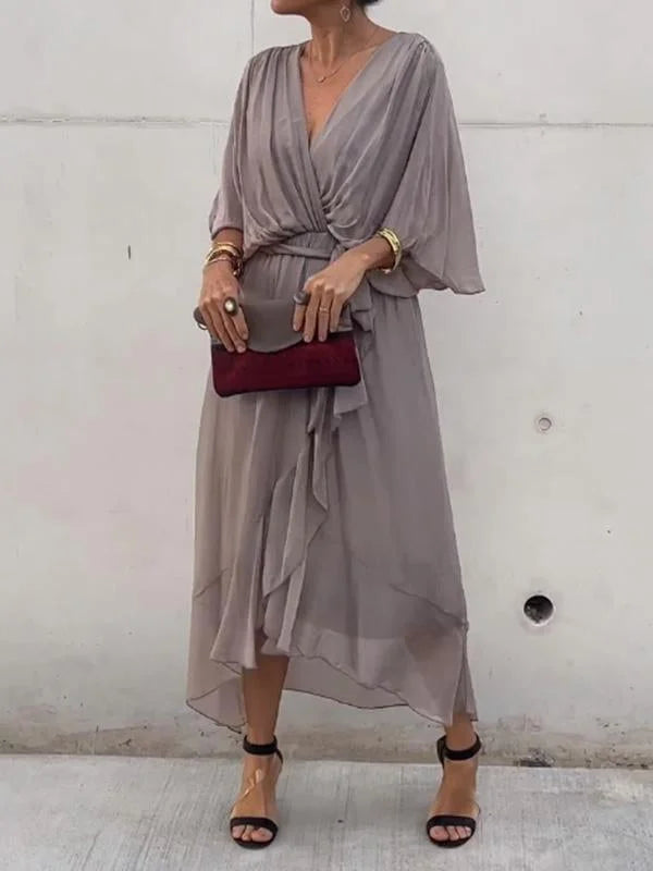 Elegant Chiffon Robe with V-Neck