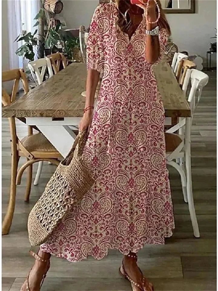 Chic Floral Maxi Viscose Robe