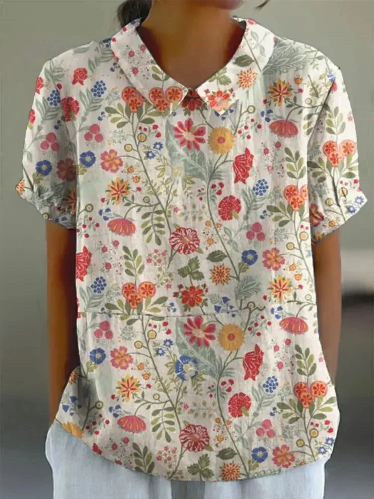 Blouse en Coton à Imprimé Floral