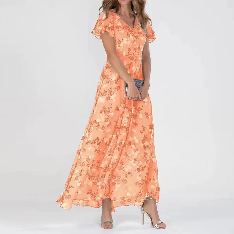 Elegant Floral Chiffon Robe