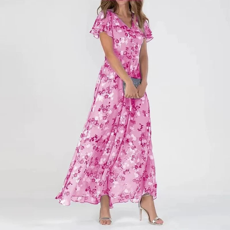 Elegant Floral Chiffon Robe