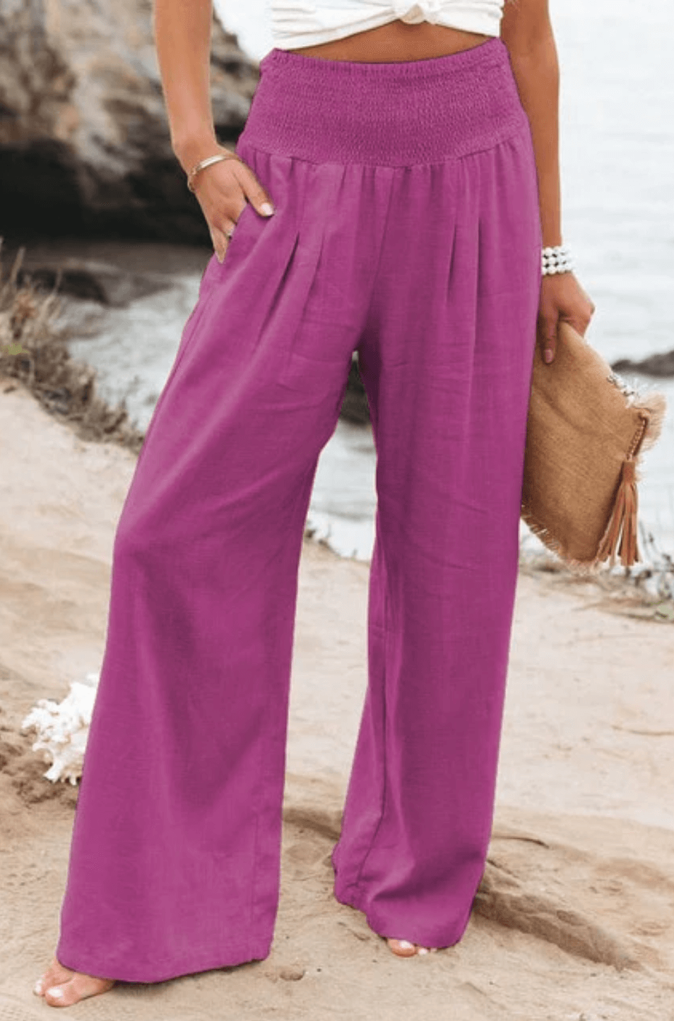 Chic Elastic Palazzo Pants for Women