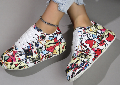 Chaussures Empilées pour Femmes avec Motif Graffiti