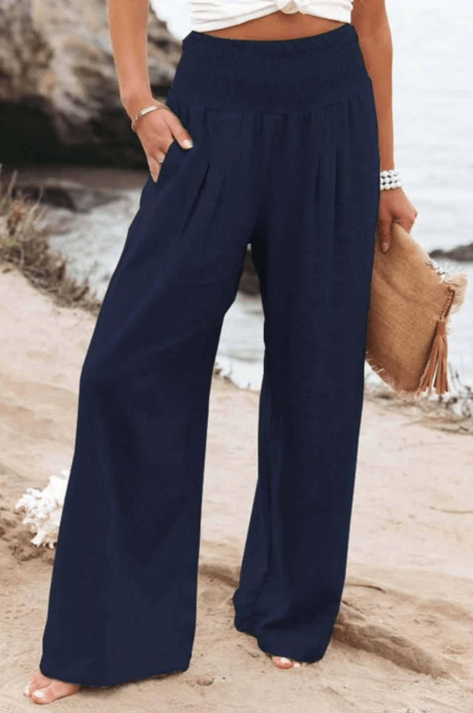Chic Elastic Palazzo Pants for Women