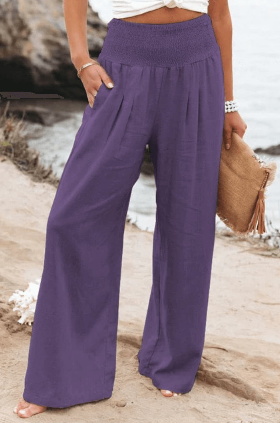 Chic Elastic Palazzo Pants for Women
